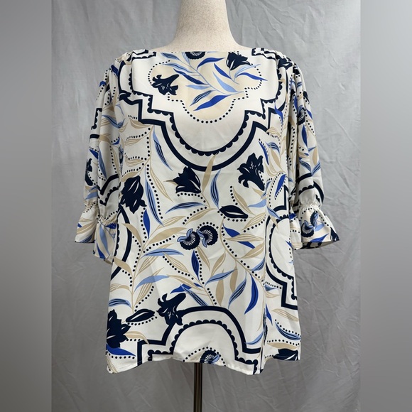 Ann Taylor floral elbow sleeve Blouse - Picture 1 of 8